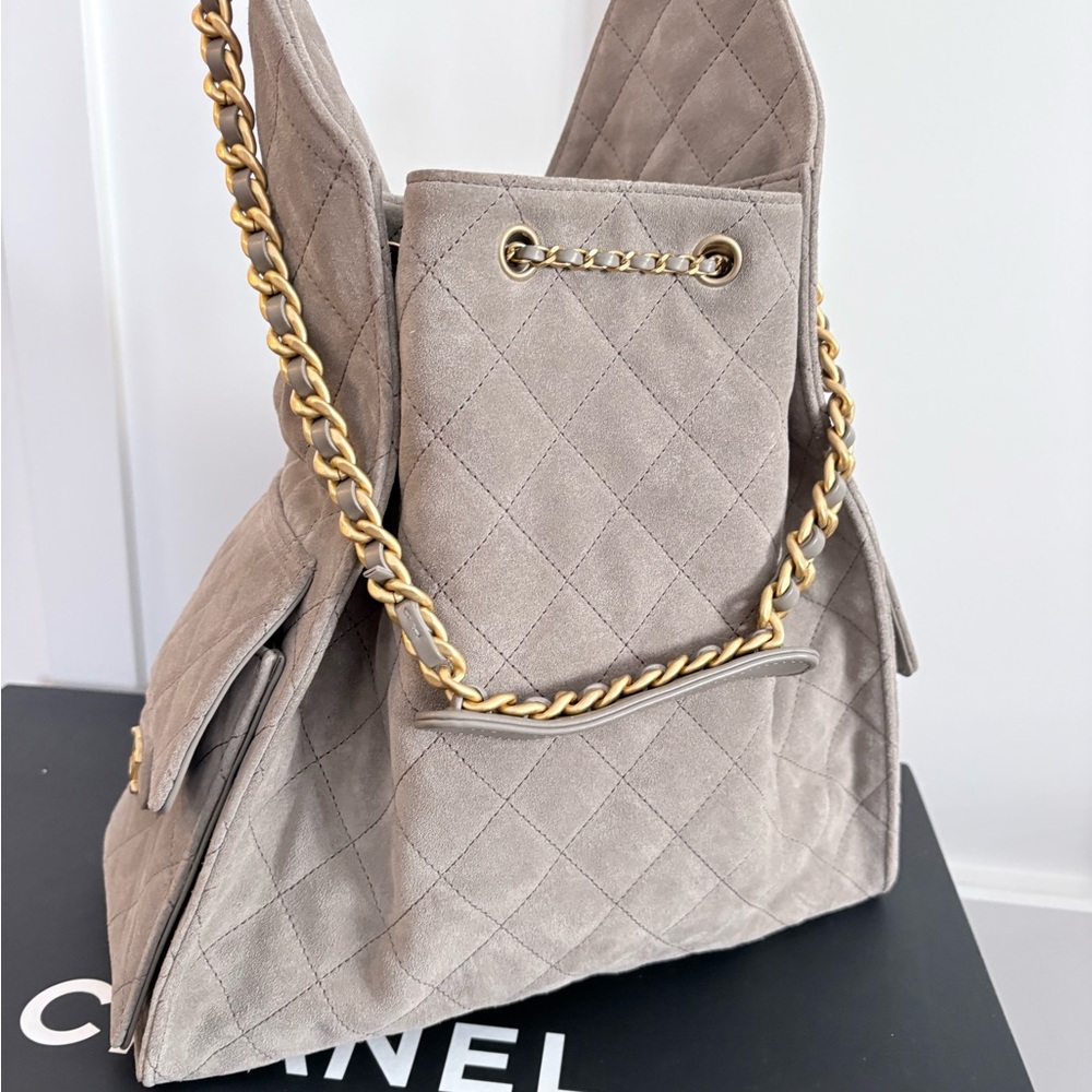 Chanel Taupe Quilted Shoulder Bag - Picture 2 of 7